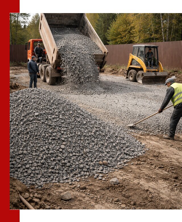 Отсыпка участка щебнем с доставкой и уплотнением в Лениногорске