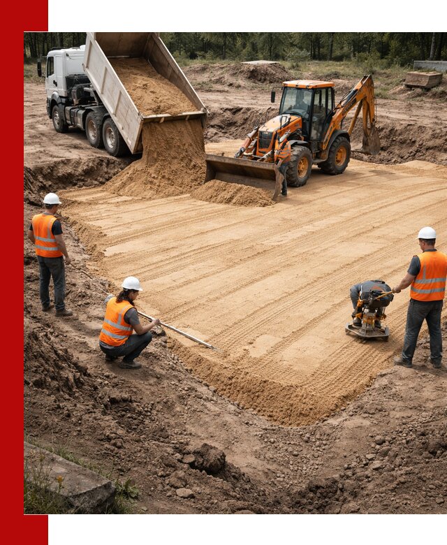 Устройство песчаной подушки для фундаментов и дорог в Лениногорске